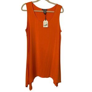 Su & Lola Orange Slinky Solid Size 1X Loose Women’s Tank Top